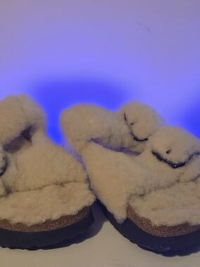 Cozy Cream Shearling Slide Birkenstock Papillio Sandals
